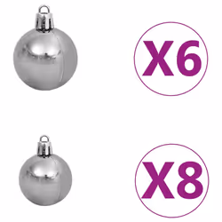 vidaXL Christmas Ball Set 61 Piece with Peak&150 LEDs White&Gey Xmas Ornament - Additional view 9