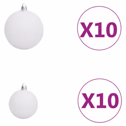 vidaXL Christmas Ball Set 120 Piece with Peak&300 LEDs White&Gey Ornament - Additional view 5