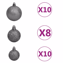 vidaXL Christmas Ball Set 120 Piece with Peak&300 LEDs White&Gey Ornament - Additional view 6