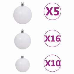 vidaXL Christmas Ball Set 120 Piece with Peak&300 LEDs White&Gey Ornament - Additional view 7
