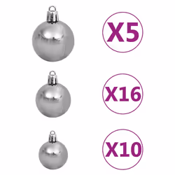 vidaXL Christmas Ball Set 120 Piece with Peak&300 LEDs White&Gey Ornament - Additional view 8