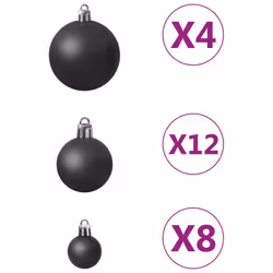 vidaXL Christmas Ball Set 100 Piece Black Xmas Tree Ornament Decoration Set