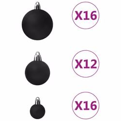 vidaXL Christmas Ball Set 100 Piece Black Xmas Tree Ornament Decoration Set - Additional view 4