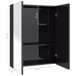 vidaXL Bathroom Mirror Cabinet MDF Home Wall Storage Cabinet Multi Colours - shining black - Additional view 3