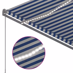 vidaXL Manual Retractable Awning with LED 300x250 cm Blue and White Shade