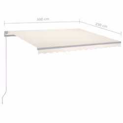 vidaXL Manual Retractable Awning with LED 300x250 cm Cream Patio Sun Shade - Additional view 5