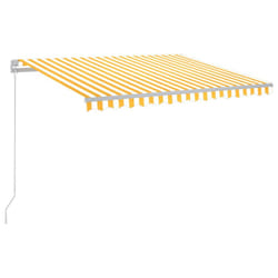 vidaXL Manual Retractable Awning with LED 300x250 cm Yellow and White Shade
