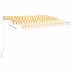 vidaXL Manual Retractable Awning with LED 300x250 cm Yellow and White Shade