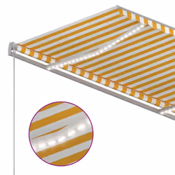 vidaXL Manual Retractable Awning with LED 300x250 cm Yellow and White Shade - Additional view 5