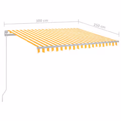 vidaXL Manual Retractable Awning with LED 300x250 cm Yellow and White Shade - Additional view 7