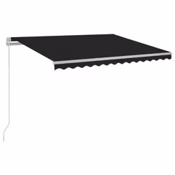vidaXL Manual Retractable Awning Shelter Outdoor Awning Folding Arm with LED - anthracite, 300 x 250 cm