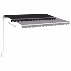 vidaXL Manual Retractable Awning Shelter Outdoor Awning Folding Arm with LED - anthracite, 300 x 250 cm