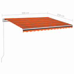vidaXL Manual Retractable Awning with LED 300x250 cm Orange and Brown Shade - Additional view 4