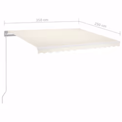 vidaXL Manual Retractable Awning 350x250 cm Cream Patio Sun Shade Shelter - Additional view 3