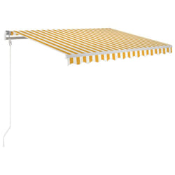 vidaXL Manual Retractable Awning 350x250 cm Yellow and White Sun Shade Shelter
