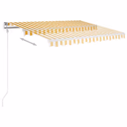 vidaXL Manual Retractable Awning 350x250 cm Yellow and White Sun Shade Shelter