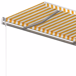 vidaXL Manual Retractable Awning 350x250 cm Yellow and White Sun Shade Shelter - Additional view 4