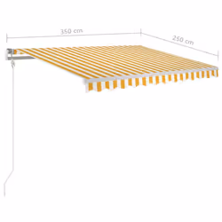 vidaXL Manual Retractable Awning 350x250 cm Yellow and White Sun Shade Shelter - Additional view 6