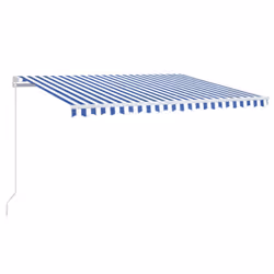 vidaXL Manual Retractable Awning with LED 400x300 cm Blue and White Shelter