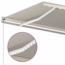 vidaXL Manual Retractable Awning with LED 400x300 cm Cream Sun Shade Shelter - Additional view 4