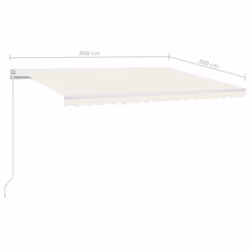 vidaXL Manual Retractable Awning with LED 400x300 cm Cream Sun Shade Shelter - Additional view 6