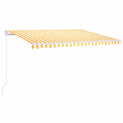 vidaXL Manual Retractable Awning with LED 400x300 cm Yellow and White Shelter