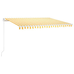 vidaXL Manual Retractable Awning with LED 400x300 cm Yellow and White Shelter