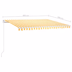 vidaXL Manual Retractable Awning with LED 400x300 cm Yellow and White Shelter - Additional view 6