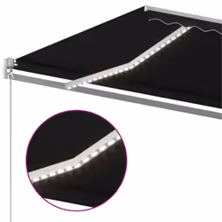 vidaXL Manual Retractable Awning with LED 400x300 cm Anthracite Shade Shelter - Additional view 4
