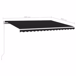 vidaXL Manual Retractable Awning with LED 400x300 cm Anthracite Shade Shelter - Additional view 6