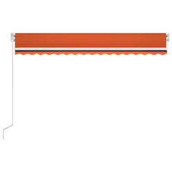 vidaXL Manual Retractable Awning with LED 400x300 cm Orange and Brown Shelter