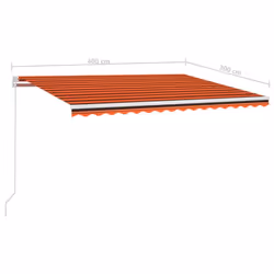 vidaXL Manual Retractable Awning with LED 400x300 cm Orange and Brown Shelter - Additional view 6