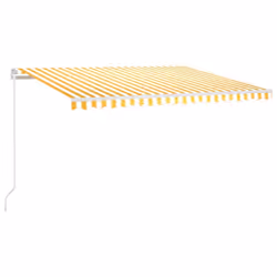 vidaXL Manual Retractable Awning 450x300 cm Yellow and White Shade Shelter