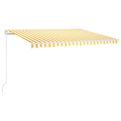 vidaXL Manual Retractable Awning 450x300 cm Yellow and White Shade Shelter