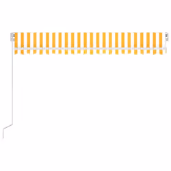 vidaXL Manual Retractable Awning 450x300 cm Yellow and White Shade Shelter