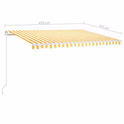 vidaXL Manual Retractable Awning 450x300 cm Yellow and White Shade Shelter - Additional view 6