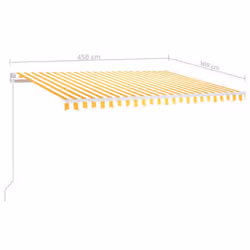 vidaXL Manual Retractable Awning with LED 450x300 cm Yellow and White Shelter