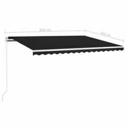 vidaXL Manual Retractable Awning with LED 450x300 cm Anthracite Shade Shelter - Additional view 3