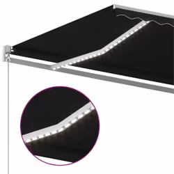 vidaXL Manual Retractable Awning with LED 450x300 cm Anthracite Shade Shelter - Additional view 4