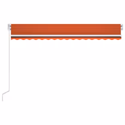 vidaXL Manual Retractable Awning with LED 450x300 cm Orange and Brown Shelter