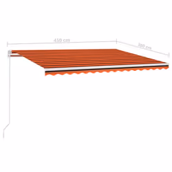 vidaXL Manual Retractable Awning with LED 450x300 cm Orange and Brown Shelter - Additional view 6