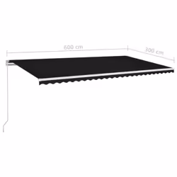 vidaXL Manual Retractable Awning with LED 600x300 cm Anthracite Shade Shelter - Additional view 6