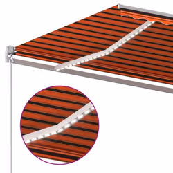 vidaXL Manual Retractable Awning with LED 600x300 cm Orange and Brown Shelter - Additional view 4