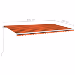 vidaXL Manual Retractable Awning with LED 600x300 cm Orange and Brown Shelter - Additional view 6
