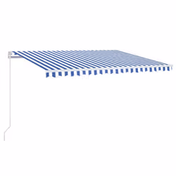 vidaXL Manual Retractable Awning 400x350 cm Blue and White Patio Shade Shelter