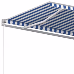 vidaXL Manual Retractable Awning 400x350 cm Blue and White Patio Shade Shelter - Additional view 4