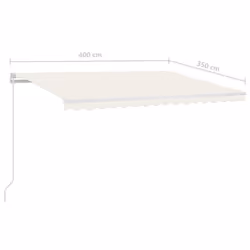 vidaXL Manual Retractable Awning 400x350 cm Cream Patio Sun Shade Shelter - Additional view 6
