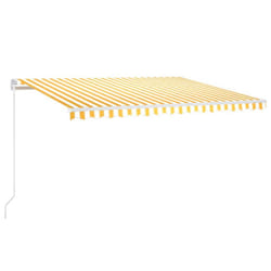 vidaXL Manual Retractable Awning 400x350 cm Yellow and White Shade Shelter