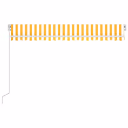 vidaXL Manual Retractable Awning 400x350 cm Yellow and White Shade Shelter