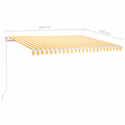 vidaXL Manual Retractable Awning 400x350 cm Yellow and White Shade Shelter - Additional view 6